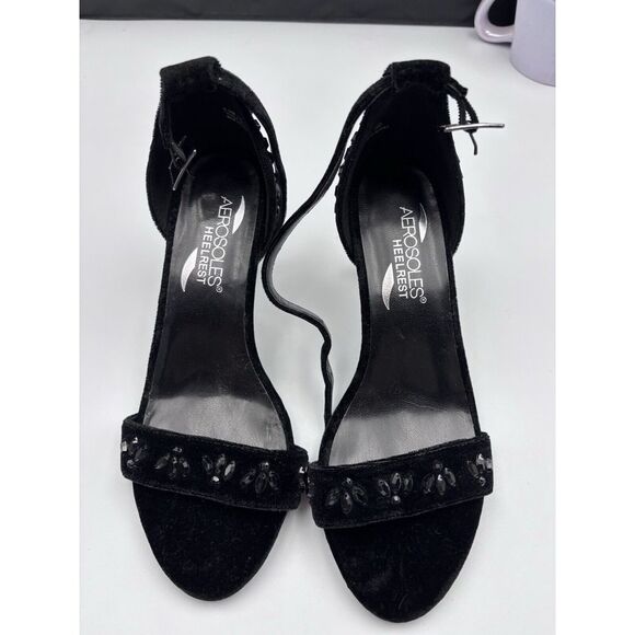 Aerosols Size 6 1/2 Velvet Bling‎ Strappy Dress Shoes With Heel Rest. 2642 - Picture 1 of 7